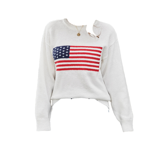 2024 dames Streetwear O cou tricoté <span class=keywords><strong>pull</strong></span> drapeau américain noël <span class=keywords><strong>pull</strong></span> avant décontracté automne hiver tricot <span class=keywords><strong>pull</strong></span> paquet unique - Product Image 6