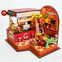 Kit de maison miniature à construire soi-même, mini-maisons à construire, pizzeria gourmet, puzzle en bois 3D pour adultes