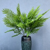 Branche de fougère artificielle, 13 feuilles, vert foncé, tige de plante artificielle, accessoire de photographie pour toile de fond de mariage, décoration intérieure et extérieure