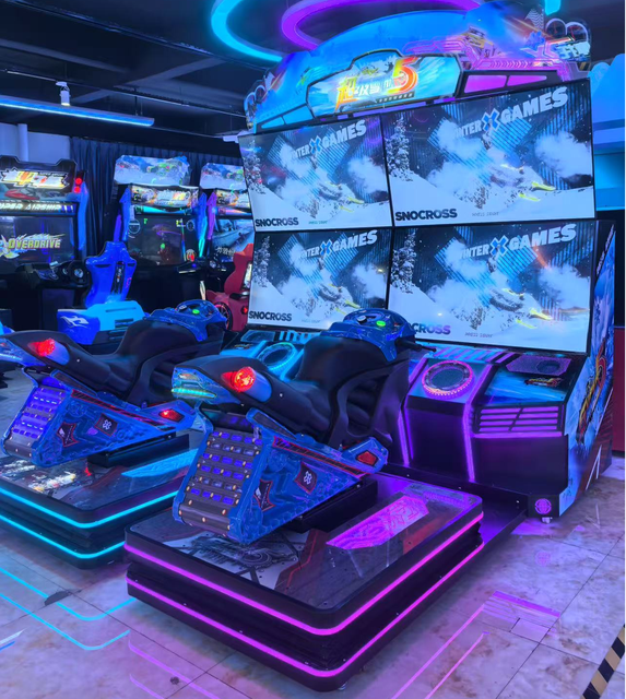 Two-Player Indoor Dual-Screen Racing Game Driving Arcade Game Console Coin-Operated Motorcycle Simulator for Game Centers