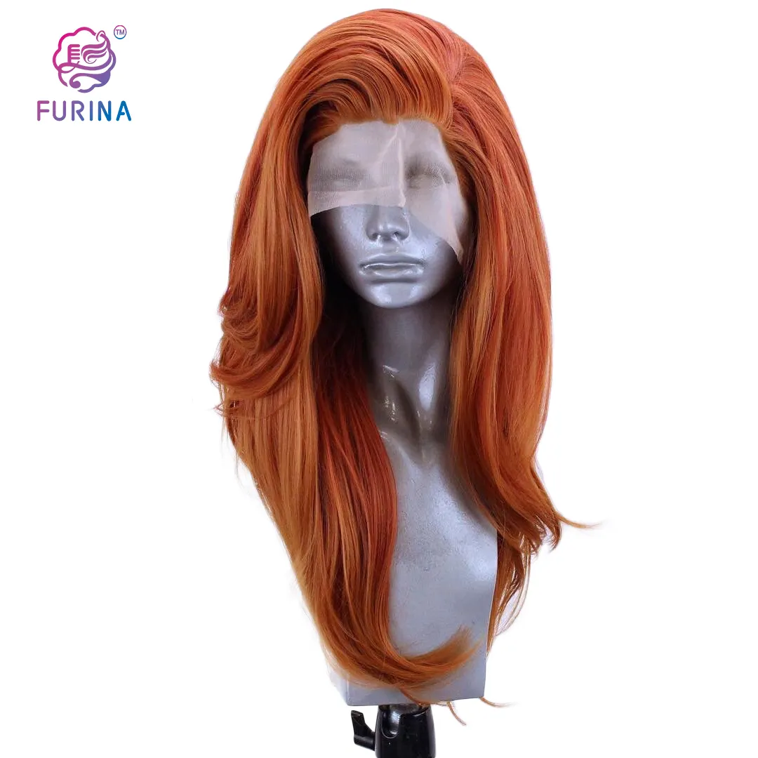 24 inch long wavy lace front wig synthetic Futura Fiber Synthetic Wigs with Baby Hair for Women