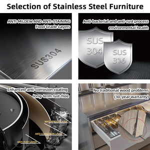 Buffet de <span class=keywords><strong>cuisine</strong></span> personnalisé en acier inoxydable, résistant à l'humidité et aux chocs, écologique, pour appartement - Product Image 3