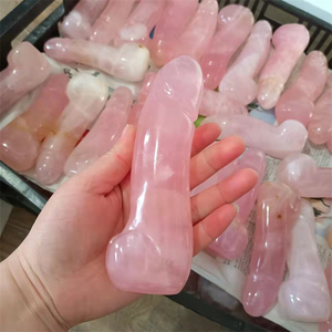 Middelgrote Ongeveer 14Cm Natuurlijke Handgemaakte Gepolijste Roze Kristallen Massage <span class=keywords><strong>Dildo</strong></span> Rose Crystal <span class=keywords><strong>Penis</strong></span> Genitaliën - Product Image 1
