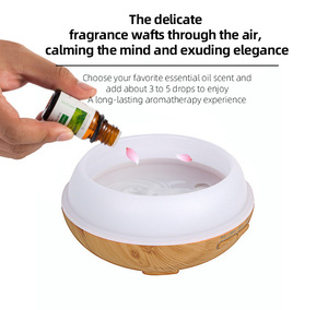 Nebulizador de escritorio con luz nocturna colorida LED de 500ml, Humidificador ultrasónico de aire frío, humidificador de agua de grano de madera, difusor de aceite de aromaterapia - Product Image 5