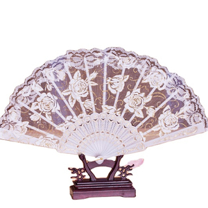 Luxury Red Lace Folding Fan Plastic Bride Hand Fan Spanish Lolita Lace Fan Wedding Party Favor <b>Gift</b> - Product Image 1