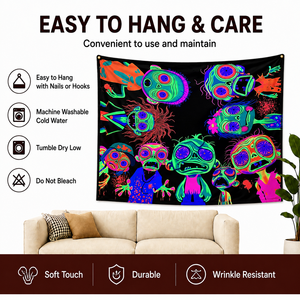Nouvelle Arrivée <span class=keywords><strong>Tapisserie</strong></span> Murale Halloween Motif Zombie Cartoon Style Néon Horreur pour Chambre, Salle de Jeu, Décoration de Fête - Product Image 6