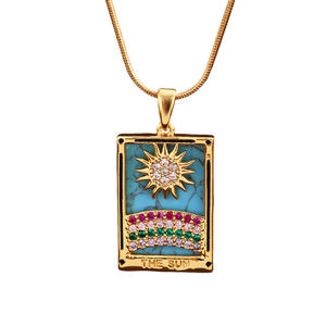 قلادة التاروت العتيقة ، قلادة على شكل قطرة نجمة من الفولاذ المقاوم للصدأ ، سلسلة فيجارو مطلية بالذهب للنساء ، ذكرى الأطفال - Product Image 5