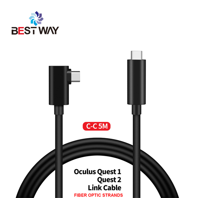 Dropshipping USB Type C Right Angle Optic Fiber VR Cable Link Headset Cable for Oculus Quest 2 Link Headset