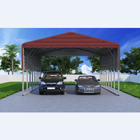 Abri de voiture rétractable portable 24x40x12FT avec toit solaire, carport en acier léger de qualité supérieure
