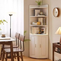 Étagère d'angle moderne avec rangement, étagères ouvertes et portes inférieures pour salon, chambre à coucher, meubles de maison