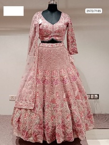 Lehenga de mariage de qualité supérieure pour femmes en Georgette avec filet Dupatta Parfait pour les vêtements de fête de la mariée ou de la demoiselle d'honneur - Product Image 6