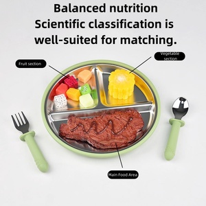 Ensemble d'alimentation <span class=keywords><strong>pour</strong></span> bébés et enfants en silicone et acier inoxydable 304, comprenant fourchette, cuillère, paille, tasse d'apprentissage, bol alimentaire à double anse et assiette à <span class=keywords><strong>ventouse</strong></span> - Product Image 2