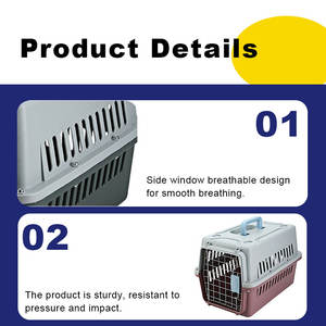 <span class=keywords><strong>Cage</strong></span> de transport portable de luxe pour chat et chien, approuvée par les compagnies aériennes, durable, carrée, pour les voyages, fermeture à bouton, en plastique et métal - Product Image 4