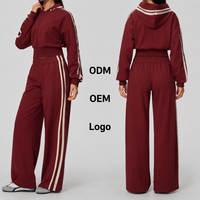 Nouvel ensemble de vêtements de sport pour femmes, pull à capuche ample et chaud avec pantalon large contrastant