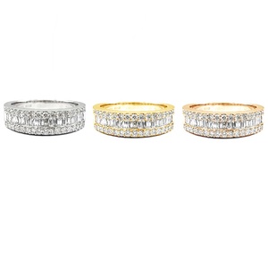 Prix usine directement vente Simple à la mode 14k or blanc massif 100% diamant naturel Baguette bagues de mariage pour les femmes - Product Image 4