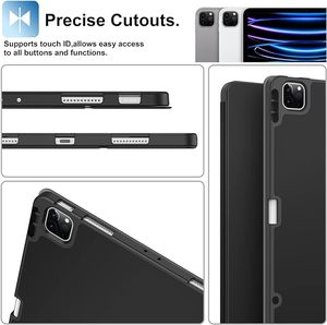 Étui intelligent à trois volets avec couverture arrière en TPU souple pour nouvel <span class=keywords><strong>iPad</strong></span> <span class=keywords><strong>Pro</strong></span> 6th/5th 12.9 "<span class=keywords><strong>2022</strong></span>/2021 avec porte-crayon veille/réveil automatique - Product Image 3