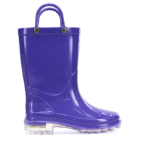 Bottes de pluie pour enfants YL-25265 avec logo personnalisé, mode, violet, antidérapantes, en PVC imperméable, avec lumières LED