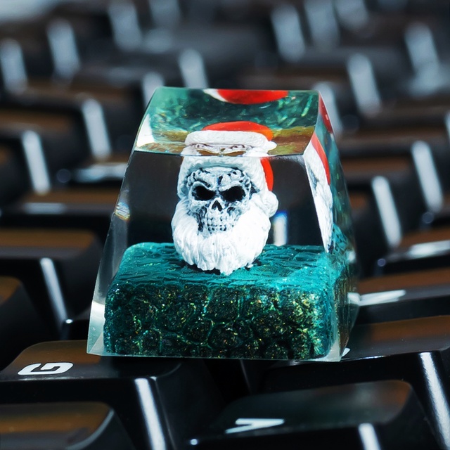 MINI PLANET Customized Creative 3D Printed Resin Keycaps for MX Switches Mechanical Keyboard Handmade Christmas Skull Theme