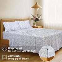 OEM Convient aux matelas jusqu'à 16 pouces de profondeur, antistatique, conforme aux normes nationales, imprimé, 100% coton biologique, ensemble de draps personnalisés à motifs floraux