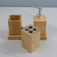 Ensemble de salle de bain en bambou naturel : porte-savon, porte-brosse à dents, plateau de rangement pour la maison, l'hôtel, accessoires, coffret cadeau