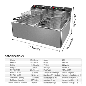 <span class=keywords><strong>Friteuse</strong></span> à huile profonde électrique commerciale à <span class=keywords><strong>double</strong></span> réservoir <span class=keywords><strong>Friteuse</strong></span> à poulet en acier inoxydable - Product Image 2