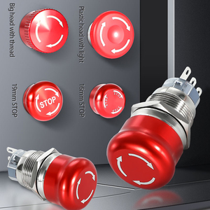 Interrupteur à bouton-poussoir rotatif rouge 22 mm, arrêt d'urgence, 220 V, à verrouillage, 3 broches, mécanique, CE, IP65, borne à broches, 3 A - Product Image 3
