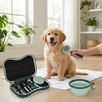 Ensemble complet d'outils de soin pour animaux de compagnie en plastique sûr, brosse de bain multifonctionnelle et tondeuse pour chats et chiens