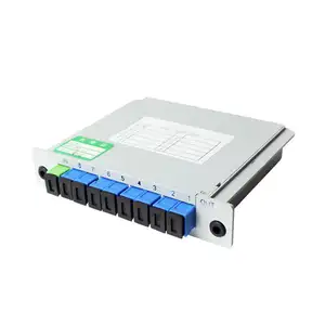 1x8 Way SC PC cassette card LGX SM passive fiber optic Low insertion loss PLC splitter manufacturer