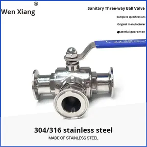 Válvula de Bola de Tres Vías de Acero Inoxidable 304 de Instalación Rápida, Tipo Abrazadera Manual Sanitaria, Conexión Rápida Tipo T, Interruptor Tipo L - Product Image 2