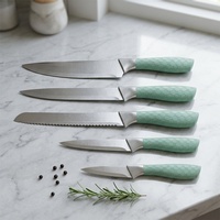Ensemble de couteaux de chef Fulwin en acier inoxydable avec lames de 8 pouces, manches souples, couleurs personnalisées, couteaux ambidextres durables