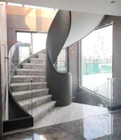 Escalier incurvé en acier, Structure métallique, Design d'intérieur, hôtel de luxe, populaire