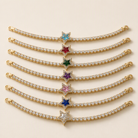 Ensemble de bracelets tennis Fashion Star, dorés, avec breloques étoiles colorées en zircon cubique, pour femmes, vente en gros pour bijouteries et boutiques