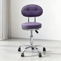 Tabouret de beauté réglable en métal poulie de levage tabouret rotatif à cils chaise de laboratoire avec dossier pour salon de coiffure utilisation salon de coiffure