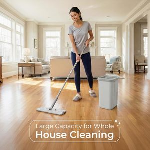 Long <b>Handle</b> Adjustable Floor Cleaning <b>Mops</b> Cleaning Floor Detachable Microfiber Flat <b>Mop</b> Heads and Bucket Set with Wringer - Product Image 2