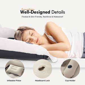 Customized Air <b>Mattress</b> with Headboard and Built-in Pump for Camping Airbed Factory PVC with Flocking - Product Image 5