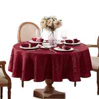 Nappe ovale jetable imperméable en velours damassé tissé moderne imprimé floral bordeaux, résistante à l'huile, pour décoration de mariage et de banquet