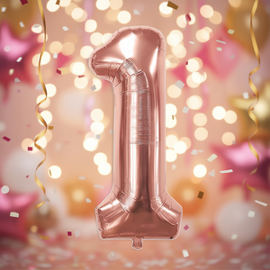 Party Love Rose Gold Number 1 <b>Balloon</b> 100cm Metallic Foil Birthday Party <b>Decor</b> Kids Celebration - Product Image 5