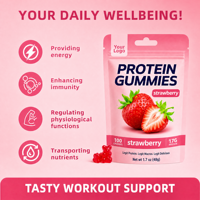 Gummies Protéinés Végétaliens Actifs pour Adultes, Saveur Fraise, pour des Collations Plus Saines, Sachet de 17g, Stockable, Vente en Gros