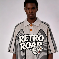 Conception personnalisée – T-shirt ample en coton tricoté pour homme, style vintage rétro, uni, manches courtes, streetwear décontracté, été