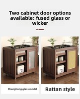 Solid Wood Mobile Tea Table with Glass Top Light Luxury Style Coffee Table Multi-functional Storage Trolley Home Furniture