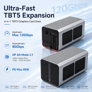 Station d'accueil pour carte graphique Thunderbolt 5, boîtier GPU externe 120 Gbps avec fente PCIe 3.0 X16, double ports TBT5 pour jeux/postes de travail - Product Image 3