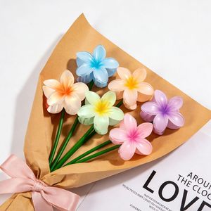 กิ๊บติดผมพลาสติกขนาด 8 ซม. ลายหินอ่อนไล่สี ประดับคริสตัลรูปดอกลีลาวดี สำหรับงานปาร์ตี้ รีสอร์ท ของตกแต่งผมผู้หญิง คุณภาพดี สวยงาม - Product Image 2