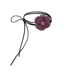 Fanhua joyería flor encaje collar venta al por mayor moda Rhinestone flor DIY collar joyería flor grande terciopelo gargantilla - Product Image 4
