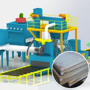 Ms steel plate H beam shot blast cleaning machine line