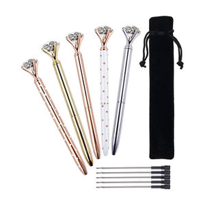 ปากกาเพชรน่ารักแบบกำหนดเอง ปากกาลูกลื่นโลหะคริสตัลแบบหมุน สำหรับสำนักงาน โรงเรียน และบ้าน - Product Image 1