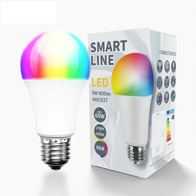 WOOJONG Smart LED RGB Bulb E26/E27/B22 AC Powered High CRI 80 Plastic WiFi Remote Control Indoor Lighting 7W/9W 2-Year Warranty