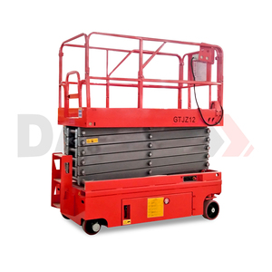 Электрический самоходный ножничный подъемник 4-14 м с откидными опорами, мобильная рабочая платформа, грузоподъемность 113 кг - Product Image 1