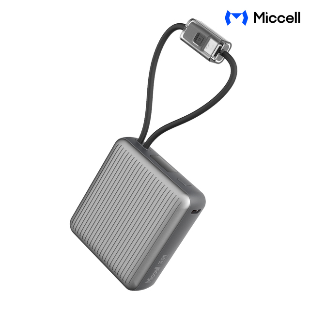 Miccell Fast Charging Power Banks 22.5W 10000mAh Mini Portable Power Bank Built-in Type-C Cable with Charging Screen