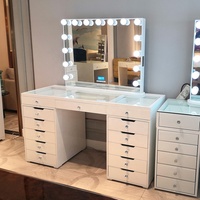 Stock sur nous! Miroir de vanité de table éclairé par LED intelligent avec 15 ampoules LED à intensité variable avec prise USB et US/AU/UK