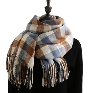 2021 Newest design Double-sided Pile little Plaid Warm Women Scarf With Tassel Winter Checked Scarf